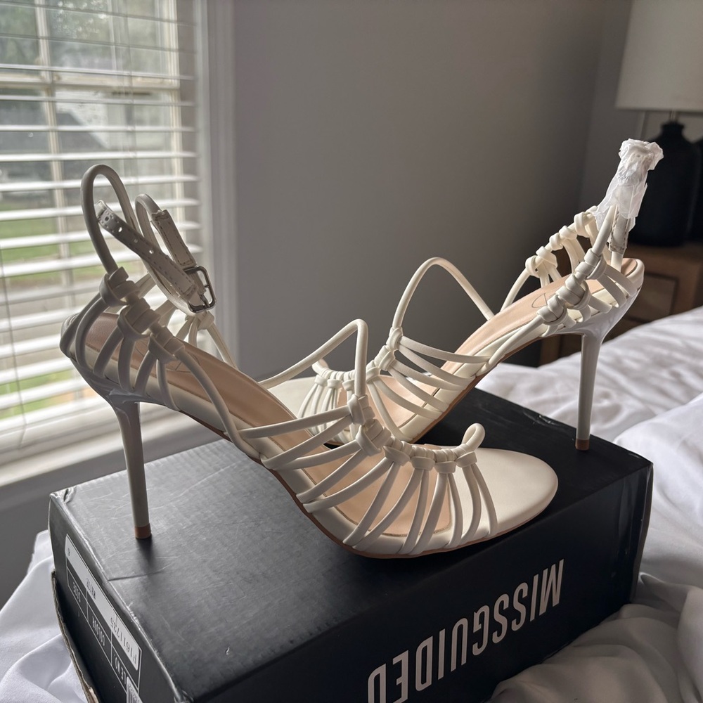 Missguided White Stiletto Heels Elegant Slingback Design